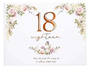 18th Birthday Floral Guest Book Signing Book