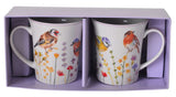 Garden Birds Coffee Mug Set 2 Coffee Mugs in Gift Box