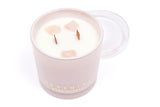 Serenity Rose Quartz Crystal Wood Wick Candle - Love 300g