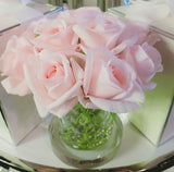 Cote Noire Herringbone French Pink Rose Buds Clear Vase