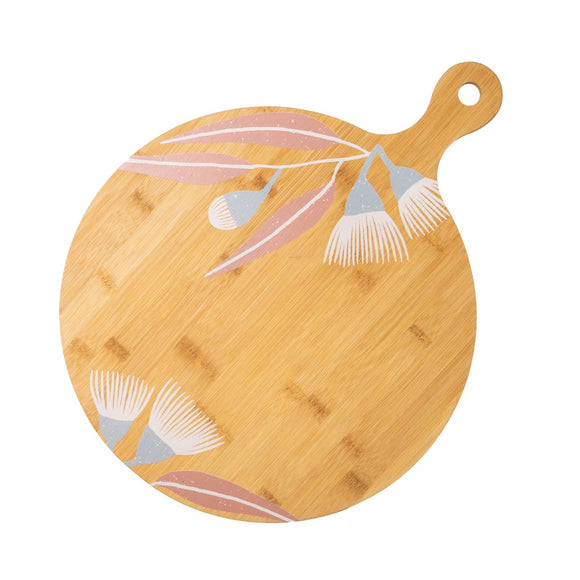 Australian Native Floral Fleur Round Grazing Board Bamboo Serving Board