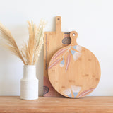 Australian Native Floral Fleur Round Grazing Board Bamboo Serving Board