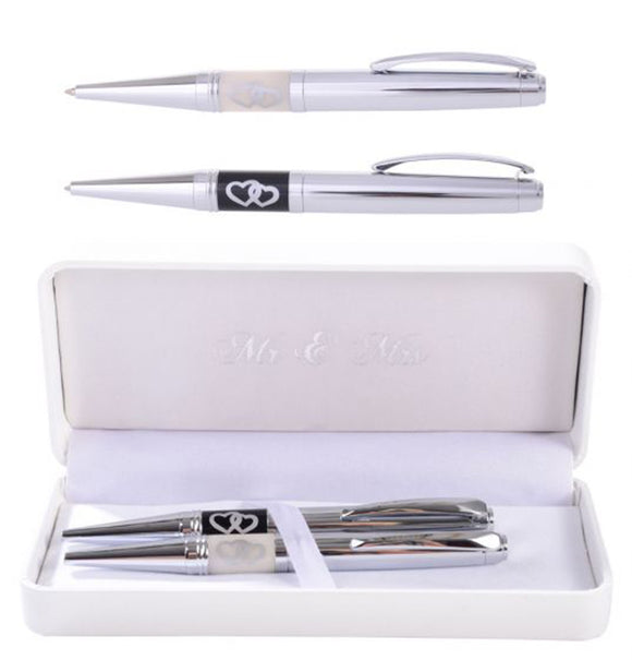 Mr & Mrs Signing Pen Set Wedding Bride and Groom Pens Set in PU Leather Gift Box