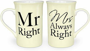 Mr Right & Mrs Always Right Couple Coffee Mug Set - Wedding Anniversary Gift