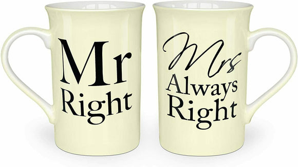 Mr Right & Mrs Always Right Couple Coffee Mug Set - Wedding Anniversary Gift