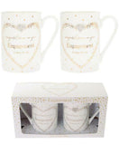 Engagement Diamond Heart Coffee Mug Set Golden Dots Fine China Coffee/ Tea Set