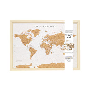 Splosh Travel Board World Map Canvas Wall Map Cork Canvas with Pins 53.5cm x 36.5cm