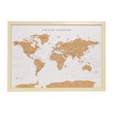 Splosh Travel Board World Map Canvas Wall Map Cork Canvas with Pins 53.5cm x 36.5cm