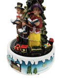 Musical LED Christmas Village Carolers Under Tree With Rotating Train